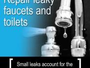 Repair leaky faucets and toilets. Small leaks account for the greatest water waste in homes.